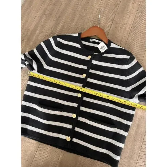 NWT Abercrombie & Fitch LuxeLoft Crew Sweater Jacket Black & Gold Women’s Large - Picture 9 of 11